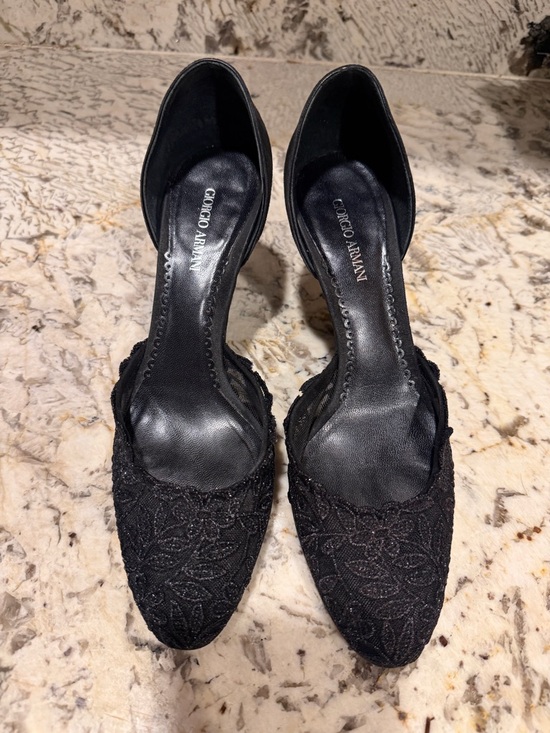 Giorgio Armani Shoes - Giorgio Armani Black Lace Heel Wedge Pumps Sexy Date Night Baddie Designer